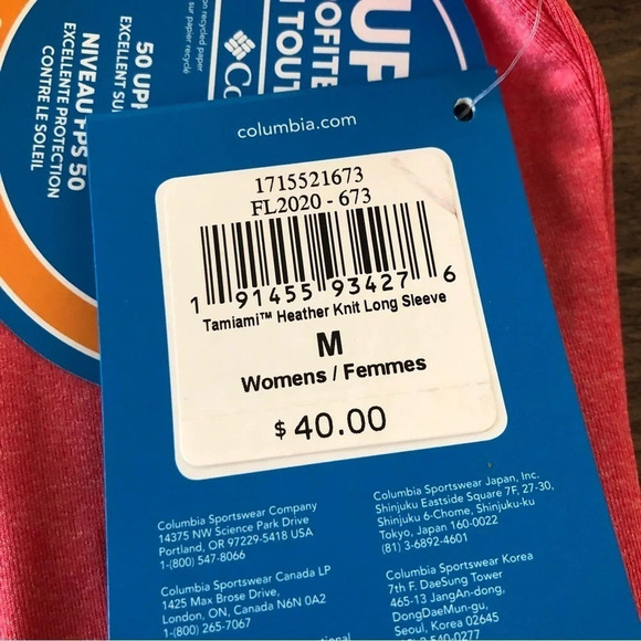 NWT Columbia PFG Womens Medium Tamiami Pink Long Sleeve Top UPF 50 Omni Shade M - Picture 8 of 9